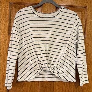 Old Navy Cream and Black Striped Top - Girls Sz LG (10/12)